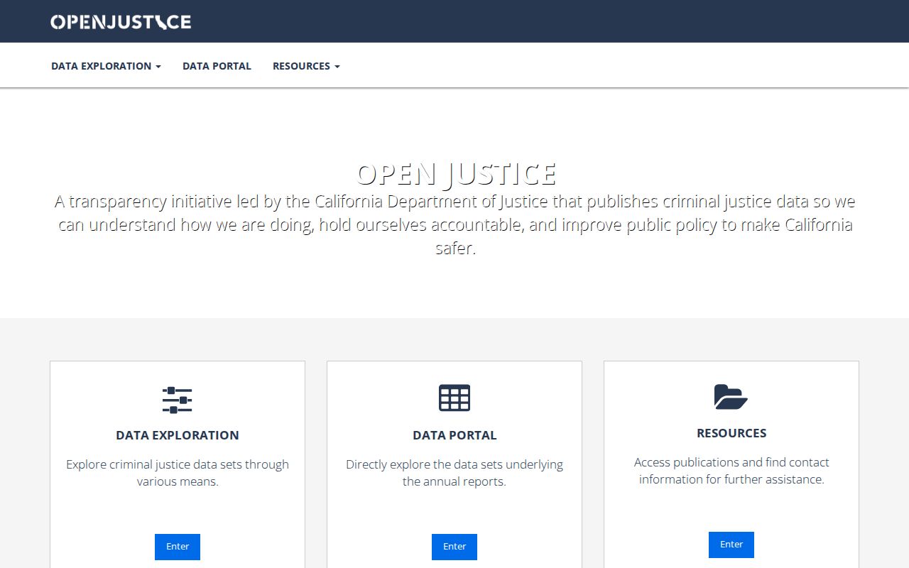California DOJ OpenJustice crime data portal