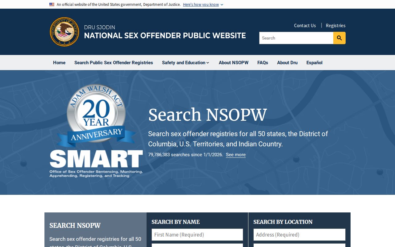 National Sex Offender Public Website search interface
